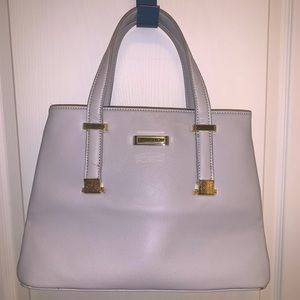 Tahari grey and gold purse